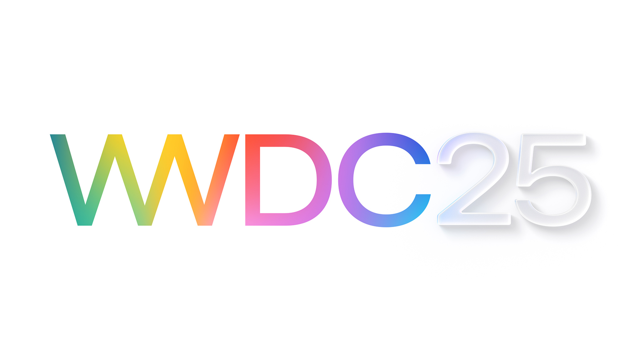 The official WWDC25 logo against a white background. The letters WWDC appear in a rainbow of colors, while the 25 appears in white with a shadow.