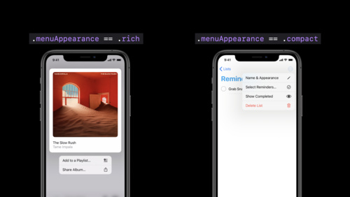 Build with iOS pickers, menus and actions